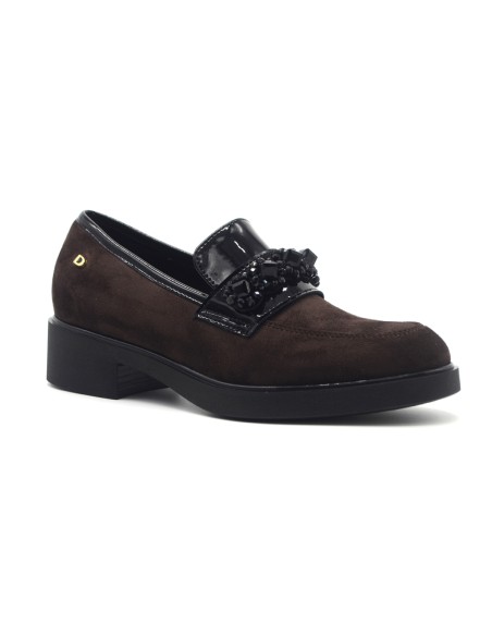 Donna Serena Black mocasines de mujer con accesorio