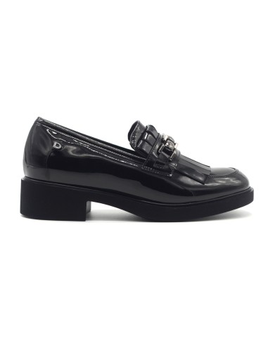 Donna Serena Black mocasines mujer de charol con borlas