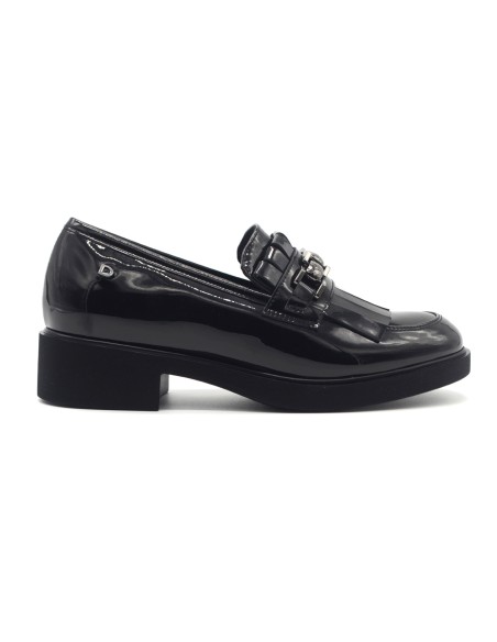 Donna Serena Black mocasines mujer de charol con borlas