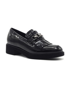 Donna Serena Black women’s patent loafers with tassels 2