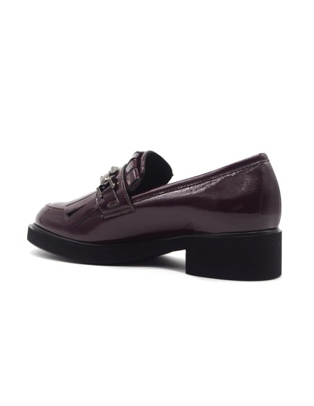 Donna Serena Black mocassins femme vernis avec pompons