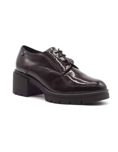 Donna Serena Blu chaussures femme en naplack à lacets et talon