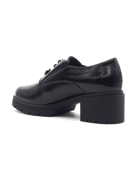 Donna Serena Blu chaussures femme en naplack à lacets et talon