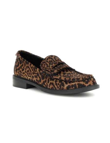 Cafè Noir women’s animal-print loafer with hair-on effect