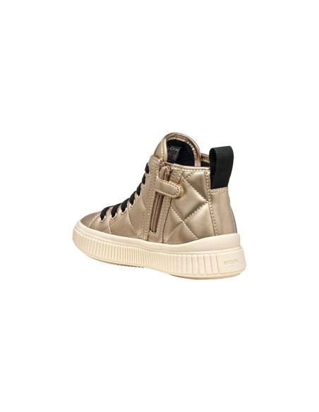 Geox J Laquinny Girl quilted faux leather high-top sneaker for girls