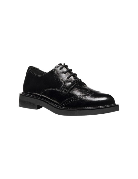 Geox D Serilda Damen-Schnürschuh aus Naplack mit Brogue-Details