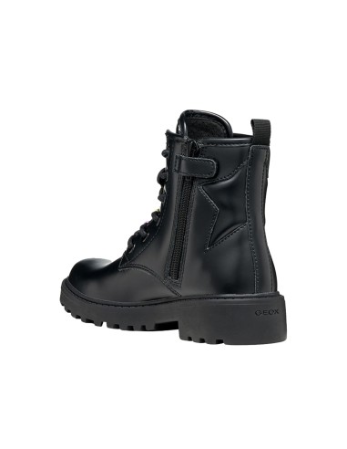 Geox J Casey Girl combat boot for girls with raised star