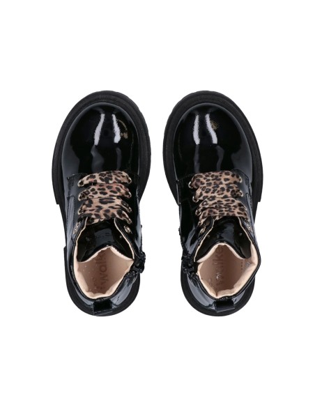 Walkey patent combat boot for baby girls, Made in Italy