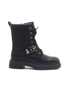 Patrizia Pepe bota militar de piel para chica y mujer con logo joya