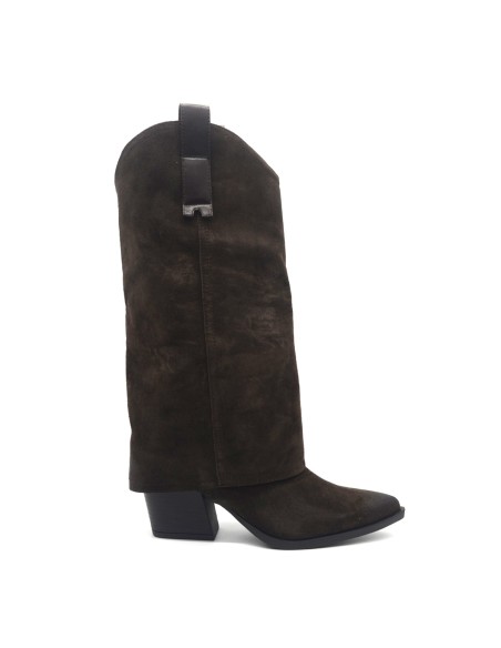 Kharisma women’s oiled leather western boot with turn-down cuff