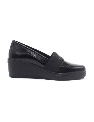 Melluso Walk Damen-Naplack-Mokassin mit Memory Foam und Keilabsatz