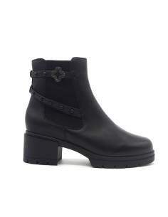 Donna Serena Blu Damen-Lederstiefelette mit Schmuckelement