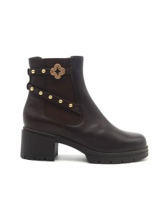 Donna Serena Blu Damen-Lederstiefelette mit Schmuckelement
