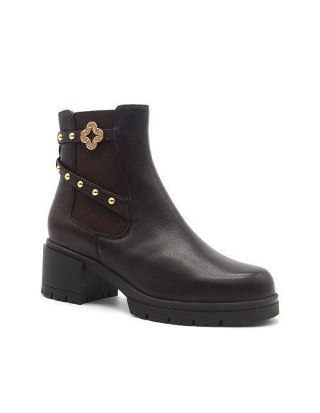 Donna Serena Blu women’s leather ankle boot with jewelled accessory