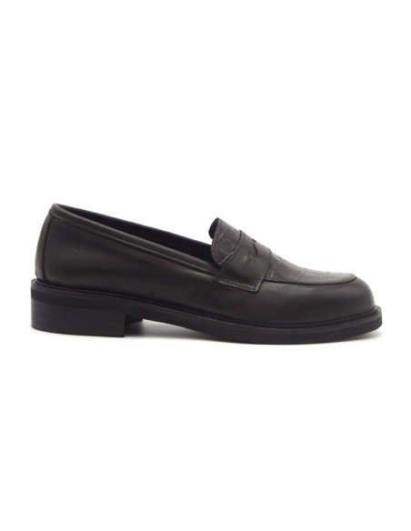 DIPARISI women’s croc-embossed leather loafer Made in Italy