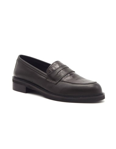 DIPARISI women’s croc-embossed leather loafer Made in Italy