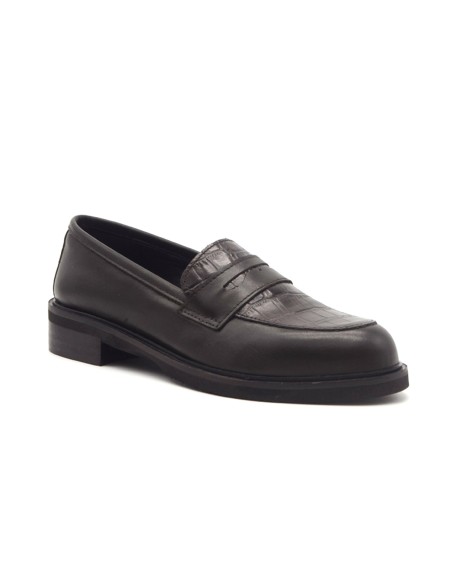 DIPARISI Damen-Ledermokassin mit Krokomuster Made in Italy