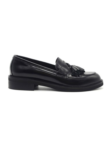 DIPARISI mocasín de mujer en piel con borlas Made in Italy