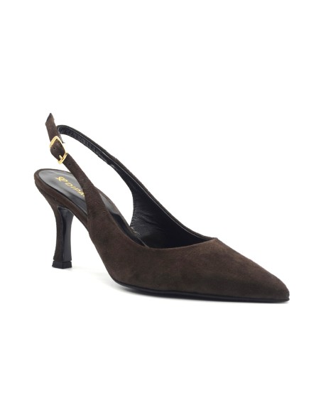 DIPARISI slingback de mujer en ante con tacón medio Made in Italy