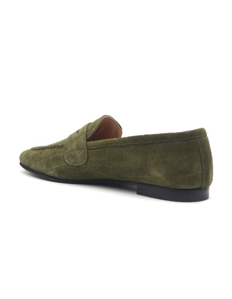 DIPARISI Damen-Mokassin aus bedrucktem Wildleder Made in Italy