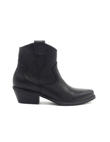 DIPARISI Damen-Cowboy-Stiefelette aus Leder mit Zip Made in Italy