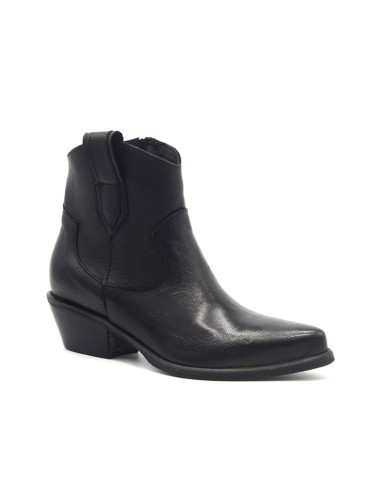 DIPARISI Damen-Cowboy-Stiefelette aus Leder mit Zip Made in Italy