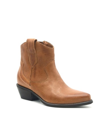 DIPARISI botín cowboy de mujer en piel con cremallera Made in Italy