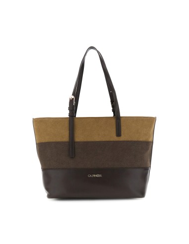 Cafè Noir suede-effect shopping bag with adjustable handles