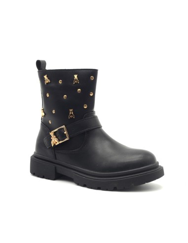 Patrizia Pepe girls' leather ankle boots with studs and zip