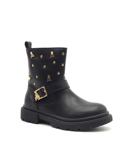 Patrizia Pepe girls' leather ankle boots with studs and zip