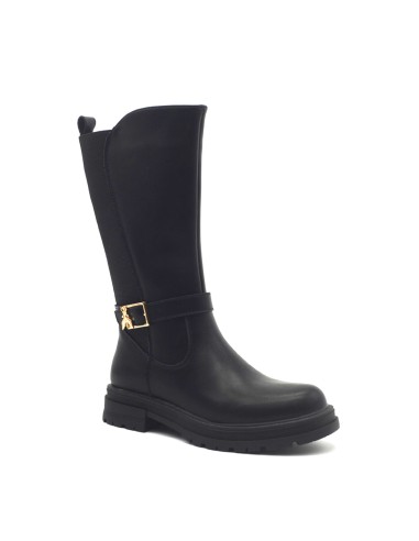 Patrizia Pepe girls' leather boots with buckle strap and zip