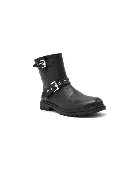 Bottine motard fille et fille Grunland en cuir avec double boucle