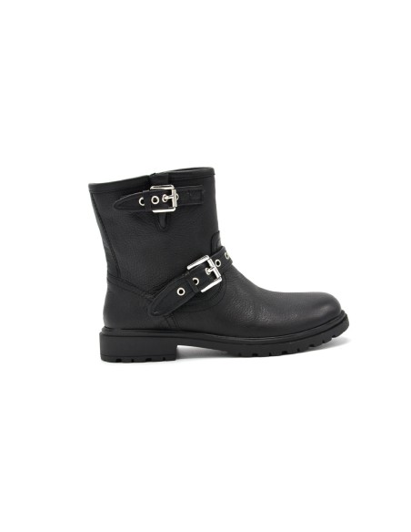 Bottine motard fille et fille Grunland en cuir avec double boucle