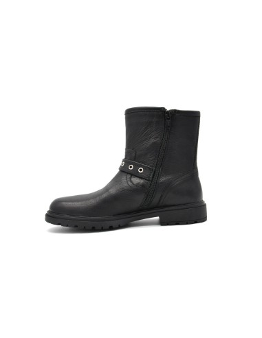 Bottine motard fille et fille Grunland en cuir avec double boucle