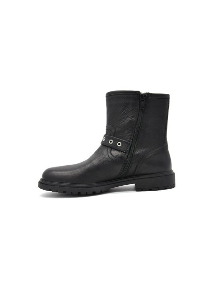 Bottine motard fille et fille Grunland en cuir avec double boucle