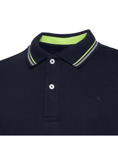 Geox Sustainable men's polo shirt in cotton pique with knitted collar