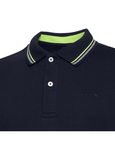 Geox Sustainable men's polo shirt in cotton pique with knitted collar