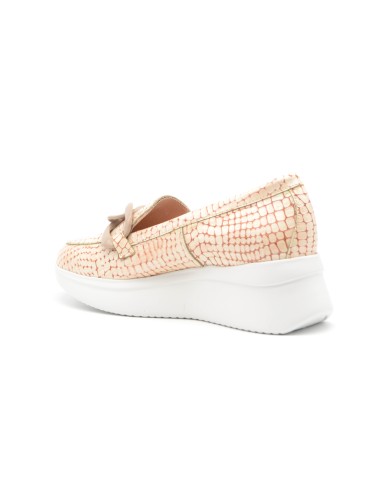 Callaghan modèle Hanna mocassin femme en cuir verni imprimé avec talon compensé
