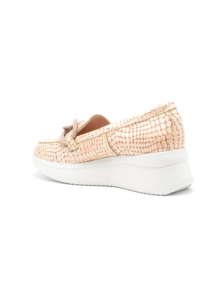 Callaghan modèle Hanna mocassin femme en cuir verni imprimé avec talon compensé