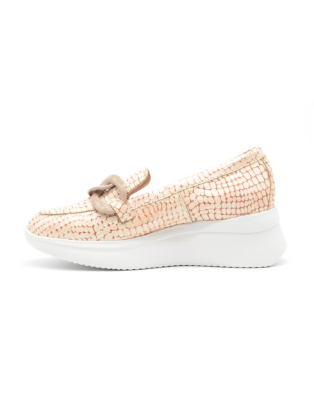 Callaghan modèle Hanna mocassin femme en cuir verni imprimé avec talon compensé